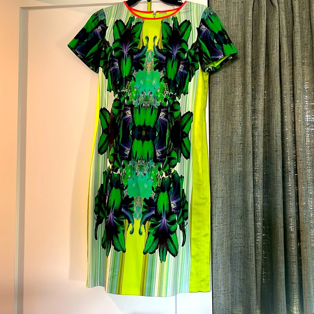 Elie Tahari floral print dress with back zipper